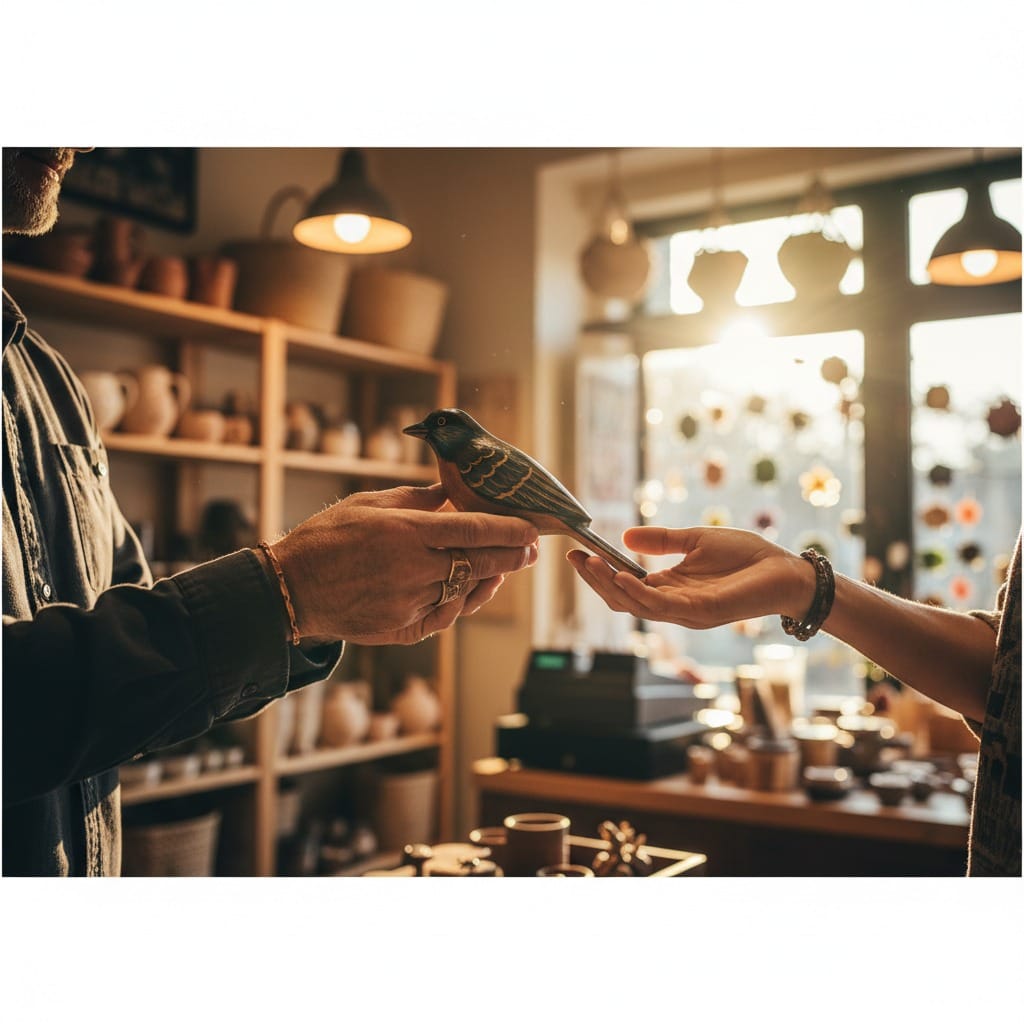 Customers browsing products at a local Highland storefront